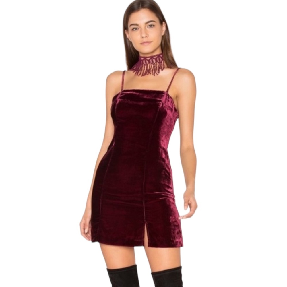 Privacy Please Judson Velvet Slit Hem Mini Dress